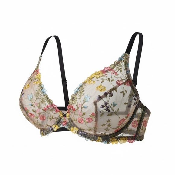 Victoria's Secret Other - Victoria Secret Floral Embroidered Sheer Balconette Bra - Multicolor​​